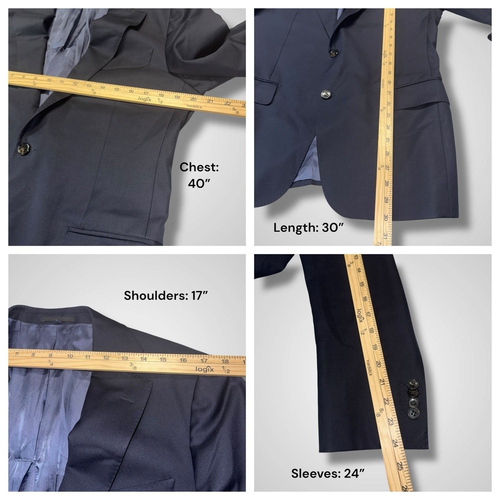 Suitsupply Pure‎ Wool Super 110's Vitale Barberis Canonico Blazer Men's 38R Blue - Picture 8 of 9